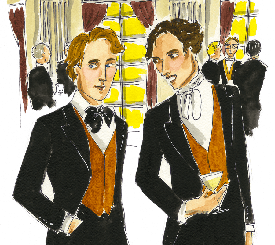 Ilustración de dos personas en una recepción